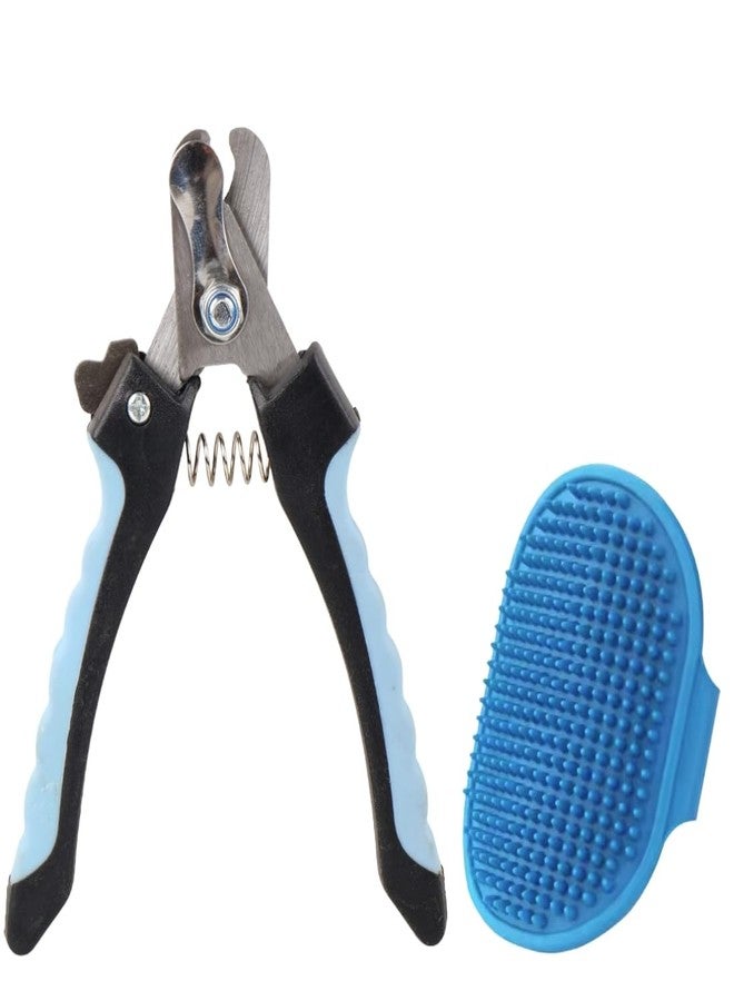 فرشاة احترافية للعناية بالحيوانات الأليفة بمقبض مريح، أزرق وأسود، تصميم زنبركي للكلاب (عبوة من قطعتين) - Image 1